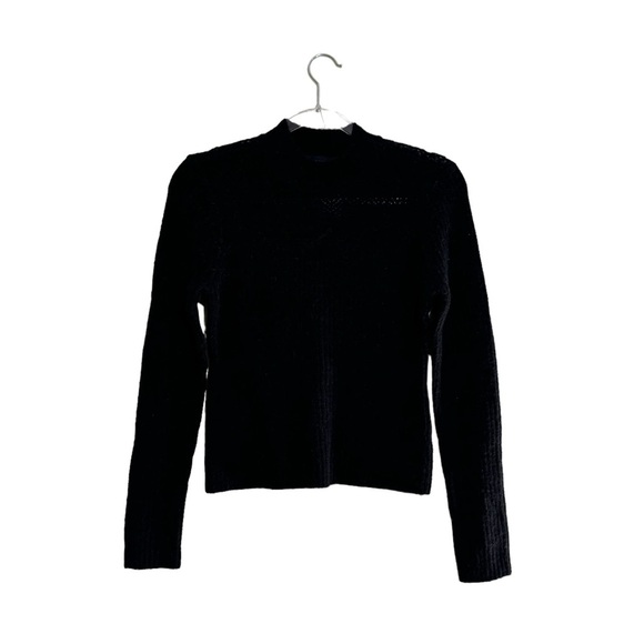 New Club Monaco Semi Sheer Pointelle-Stitched Shoulder Yoke Sweater - Picture 2 of 7